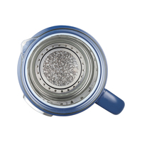 Bouilloire électrique multifonction en verre et plastique bleu avec infuseur pour tisanes, thés aux fleurs et eau bouillante