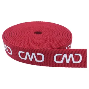 High quality custom screen printing logo polyester webbing for bag strap dog collar leash