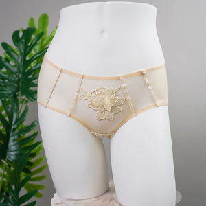 Wholesale Hot Sale Cute Breathable Middle Waist Sense of Strapping Female Triangle Seamless Floral Lace <b>Women</b> <b>Panties</b> - Product Image 1