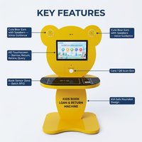 Kioscos de Autopago para Bibliotecas HAUMR con Forma de Oso Adorable, RFID para Niños, Renovación, Consulta, Guía por Voz, Máquina de Devolución de Libros para Niños