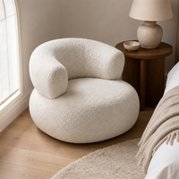 Fauteuil de salon Boucle Cloud, design moderne et minimaliste, dossier incurvé, canapé individuel pour villa, chambre, balcon, hôtel boutique, mobilier