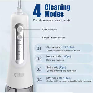 Hydropulseur portable pour soins bucco-dentaires personnels, nettoyeur de dents, 4 modes de nettoyage, fil dentaire, utilisation en extérieur, hôtel, batterie - Product Image 2