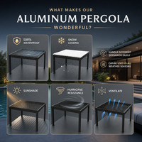 Pergola de jardin en aluminium pour extérieur, toit imperméable, stores ouvrants, pergola de terrasse à double paroi avec persiennes