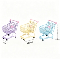 Chariot de rangement portable en métal durable couleur bonbon, mini chariot à roulettes pour cosmétiques, rouge à lèvres et fards à paupières
