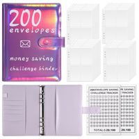 Défi des 200 enveloppes, carnet à feuilles mobiles A5, classeur budgétaire, carnet d'économie d'argent, défi des enveloppes d'argent, carnet d'économie avec des accessoires à l'intérieur