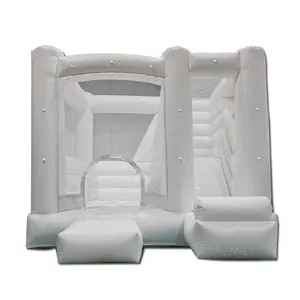 Commercial PVC Kids Mini White Jumping Bouncy Castle White Bounce House With Slide