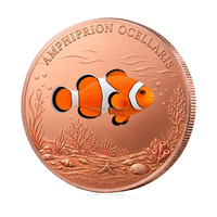 Pièce de monnaie en cuivre rouge sur mesure sur le thème de la faune marine, 1 once, en capsule, vente en gros