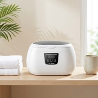 GT SONIC Pembersih Ultrasonik Elektrik 43kHz Kapasitas 600ml Timer Digital 5 Siklus Portabel Baja Tahan Karat untuk Gigi dan Rumah Tangga