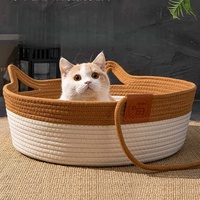 Lit confortable et mignon résistant aux rayures avec tissu en coton tissé, lit pour animaux de compagnie et accessoires jouets pour chat à usage quotidien
