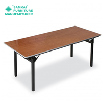 Table pliable rectangulaire de restauration en plein air SK-ZDZ-A003 48 pouces panneau laminé conception portable meubles de cuisine en métal moderne