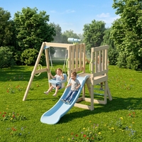 Aire de jeux pour enfants : Chaise balançoire en bois, ensemble de jeu extérieur en rotin, toboggan extérieur en vinyle, ensemble balançoire et toboggan pour enfants, aire de jeux aérienne pour enfants