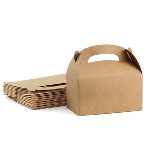 Treat Boxes Brown Kraft Paper Gable Gift Boxes Goodies Favor Box for Kids' Birthday Party, Wedding, Baby Shower