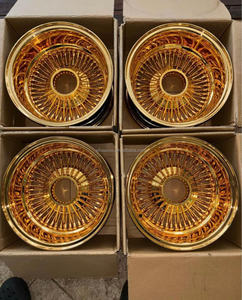 Nouvelles jantes de luxe 13x7 à rayons profonds pour voiture, 4 pièces, en acier chromé doré, 5x114.3, à rayons Zenith, ajustement universel - Product Image 5