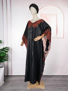 Conjunto de vestido Boubou <span class=keywords><strong>Mama</strong></span> elegante de Material Floral tradicional africano con bufanda vestidos Maxi bordados de dos piezas para mujer K1056 - Product Image 5