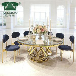 Juego de Mesa de Comedor Redonda Moderna de Acero Inoxidable Blanco para Apartamentos, Fiestas, Eventos y Uso en Hoteles - Product Image 4