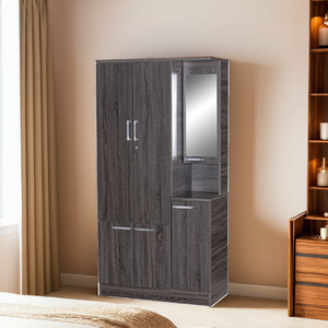 Armario minimalista de madera contrachapada de roble blanco/oscuro con almacenamiento adicional, espejo lateral de maquillaje para el hogar, dormitorio, Villa, apartamento, uso - Product Image 1