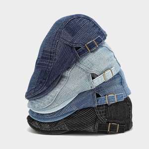 Moda Gatsby Hat Hombres Boina Sombrero Denim Newsboy Ivy Cap Checked Fabric Ivy Cap Mens Newsboy Cap - Product Image 1