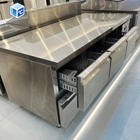 Kulkas Komersial OEM Grosir untuk Dapur, Model Dua Pintu 6 Laci, Kulkas Bawah Meja untuk Dapur