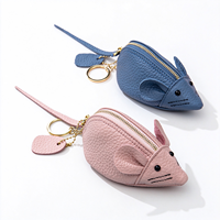 Porte-monnaie en cuir véritable pour souris, mini pochette zippée, porte-clés portable, porte-monnaie personnalisé, vente en gros