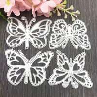 Nouvelles matrices de découpe en métal 3D en forme de papillon, pochoirs pour gravure et gaufrage pour scrapbooking et cartes DIY - Design floral argenté