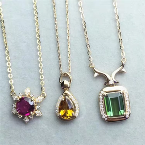 SGARIT เครื่องประดับอัญมณีชั้นดี จี้ทองคำขาว 14k/18k แบบสั่งทำพิเศษ ประดับด้วยทัวร์มาลีนธรรมชาติ สร้อยคอจี้สำหรับผู้หญิง - Product Image 4