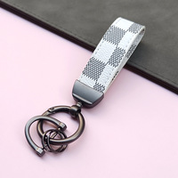 Porte-clés de voiture en forme de fer à cheval texturé floral tendance avec anneau à ressort, accessoire automobile