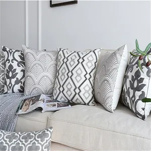 Phong Cách Thêu Hình Học Bắc Âu Thêu Phòng Khách Bằng Cotton 18*18 Vỏ Gối Logo Tùy Chỉnh/ - Product Image 1