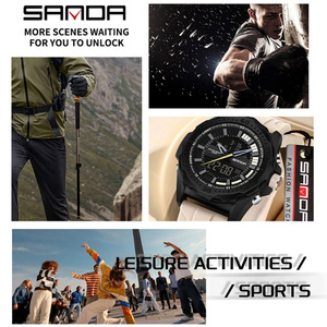 Reloj Electrónico SANDA 3373 para Hombre, Multifuncional, con Tres Zonas Horarias, Cuenta Regresiva, Luminoso, Deportivo, Casual, para Estudiantes - Product Image 6