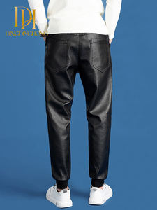 Men's Winter Casual Motorcycle <strong>Leather</strong> Pants Fashion Slim-Fit Black Samurai <strong>Leggings</strong> Straight Internet-Famous Design Spiritual - Product Image 5