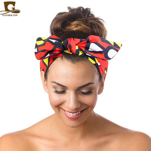 Bonne qualité Juding on African Print a Knot Color Bub Lined a Bow Headband avec un Turban populaire JDF-08 - Product Image 2