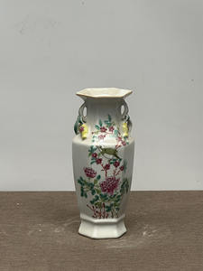 Qing <span class=keywords><strong>Guangxu</strong></span> Période Pastel Figure Fleur et Oiseau Vase à Double Oreille Peint à la Main Antique Porcelaine Collection Ornements - Product Image 4