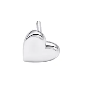 Eternal Metal 14k Solid White Gold Heart Shaped Threadless Tops Body Piercing Jewelry