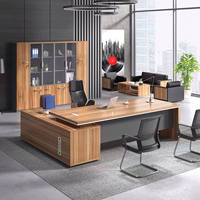 Escritorio Ejecutivo Moderno Extra Grande con Gabinete Lateral Ventilado y Multi-almacenamiento para Presidente de Grupo u Oficina Grande