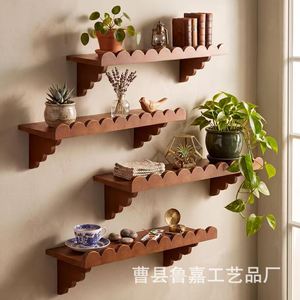 Wooden Wave Shaped Wall Floating <b>Shelf</b> Solid Wood Storage <b>Rack</b> For Home Decoration Green Plant Display - Product Image 1