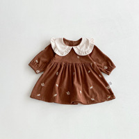 Robe de style coréen pour filles 2025, col à revers, imprimé floral assorti, 1-3 ans, printemps automne, nouveau style, polyester, princesse