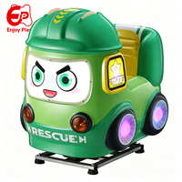 Manège pour enfants en fibre de verre et métal de haute qualité, à monnayeur, avec éclairage LED et musique, thème camion de pompiers, fonction balançoire, version anglaise