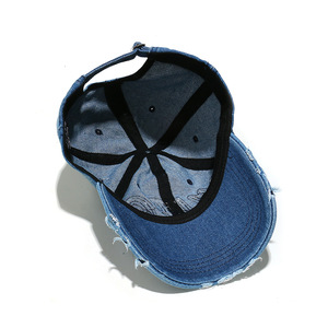 Fff4533 tuổi denim không có cấu trúc cấu hình thấp mũ thể thao có thể điều chỉnh đau khổ CHA hat ripped rửa bông Mũ bóng chày - Product Image 5