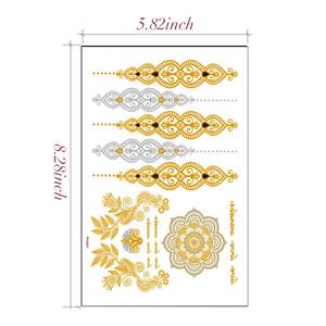 Adesivo Intelligente Ecologico Non Tossico per Tatuaggi Temporanei, Design Floreale Oro Argento Flash <span class=keywords><strong>Henna</strong></span> Certificato Sicuro Guangdong - Product Image 2