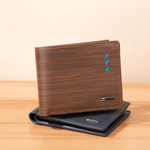 Portefeuille court de luxe en cuir de vache pour hommes fait à la main minimaliste Design personnalisé PU Polyester lettre à la mode en gros - Product Image 3