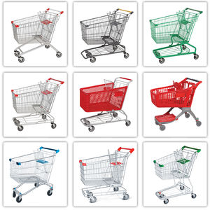 Supermercato minimarket carrello della spesa a due piani carrello a cesto spruzzato nero carrello a <span class=keywords><strong>ruote</strong></span> <span class=keywords><strong>con</strong></span> cesto in rete - Product Image 6