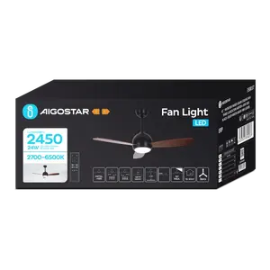 Ventilador de techo de 42 pulgadas, 3 aspas, 6 velocidades, luz LED, negro - ideal para climatizar espacios y decorar habitaciones. - Product Image 3