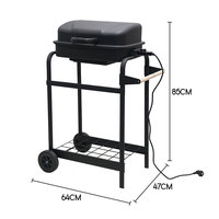 Patio Jardin Pratique Grand Camping Grill Électrique Chariot Style Noir Extérieur Grill Électrique