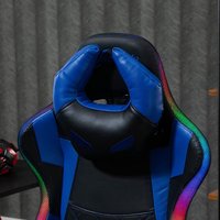 Nouvelle chaise de jeu ergonomique à dossier haut Silla Gaming avec LED RGB, chaise de jeu pour ordinateur avec massage, bleue