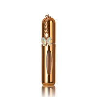 Atomiseur de parfum portable 5 ml à remplissage par le bas, flacon de voyage en aluminium avec pendentif papillon et fenêtre visible, mini flacon de parfum