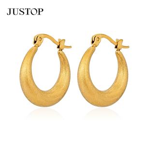 Boucles d'oreilles tendance en acier inoxydable plaqué or 18 carats, étanches, hypoallergéniques, fournisseur de bijoux de mode, crochets d'oreilles indiens - Product Image 6