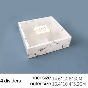 Caja para Postres con Impresión de Mármol, con 2, 4 o 6 Divisiones, para Cupcakes, Bombones, Galletas, con Funda de PVC Esmerilado - Product Image 6