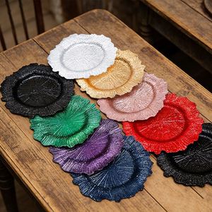 Assiettes de présentation en plastique en forme de tournesol pour événements de mariage, décoratives, style récif, luxe, élégantes, noires, anti-UV, vente en gros - Product Image 1