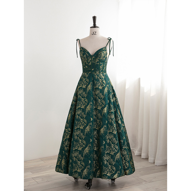 slim fit dress slacks Girl Pageant Dress Children Vintage Gorgeous Green Gold Sequin Party P –  marryshe main image 1
