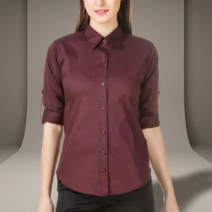 Ladies Casual Long Sleeve Poplin Breathable 100% Cotton Summer Shirt <b>Blouses</b> - Product Image 3