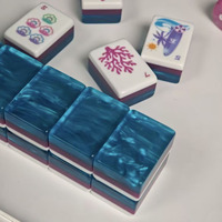Ensemble de Mahjong et de Poker Américain de Luxe Iridescent 160 Pièces, Tuiles Acryliques Scintillantes, Gravure Personnalisée, Jeu de Table pour 4 Joueurs, Cadeau